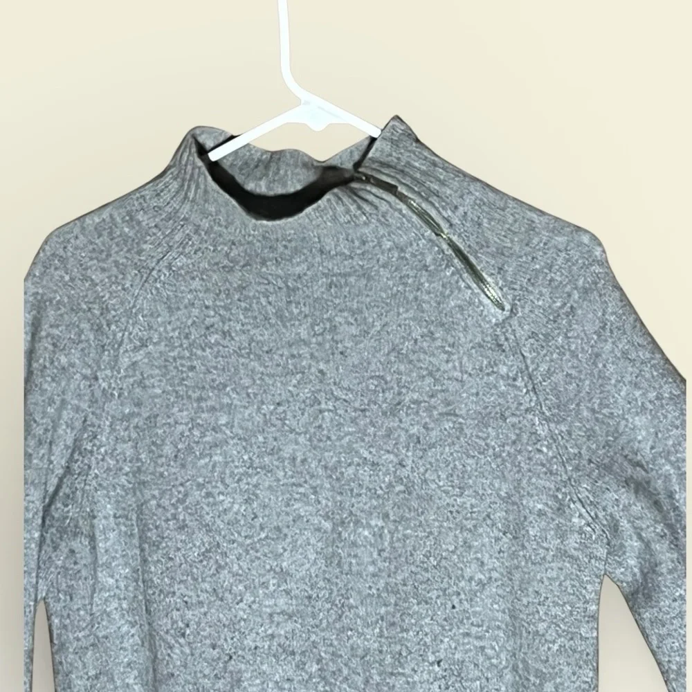 GARNET HILL GRAY 100% CASHMERE ZIPPER NECK SOFT WINTER SWEATER BERY GD COND XL